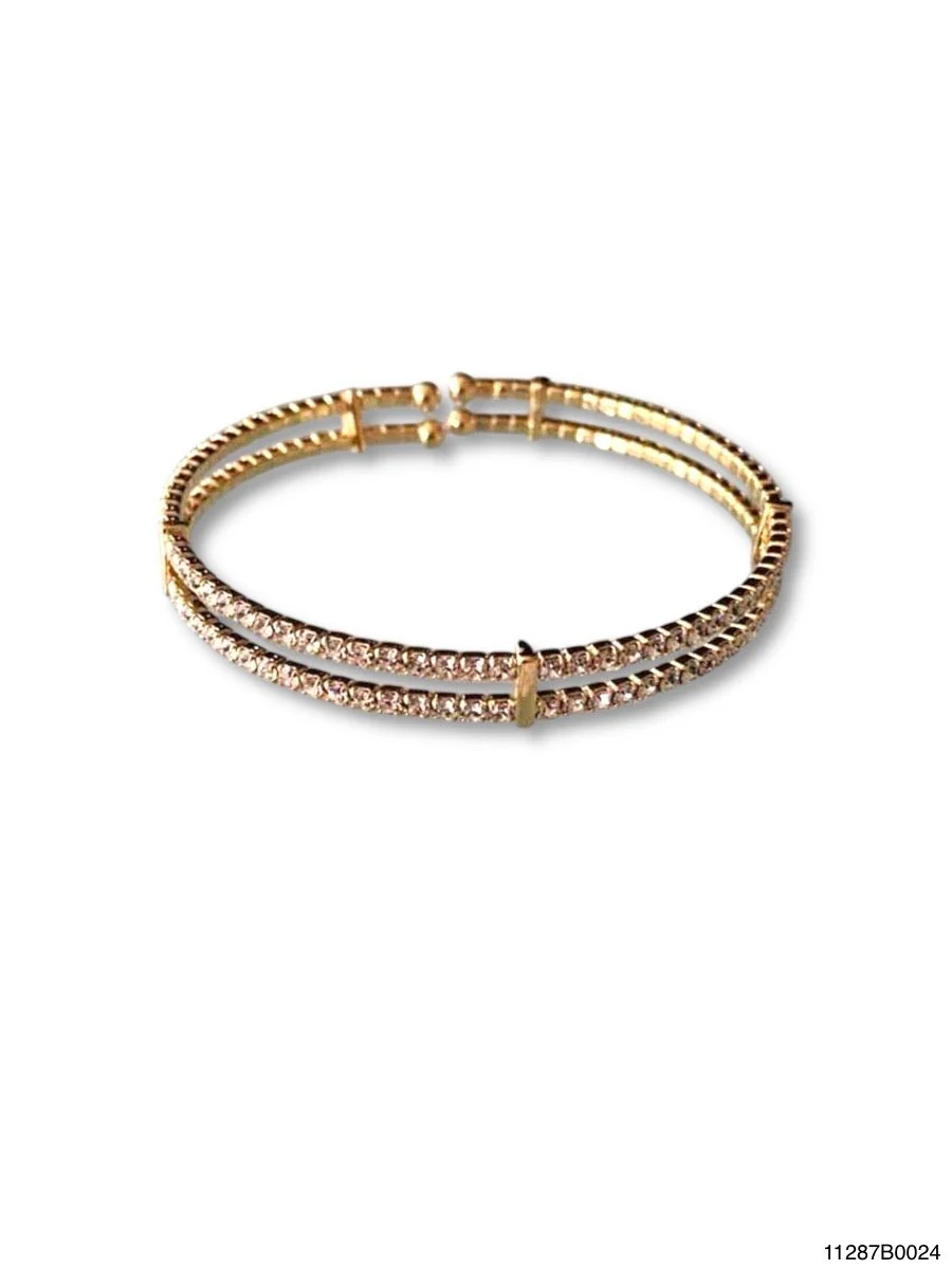 Double Single Row Bracelet with Bar Accent - Image 2