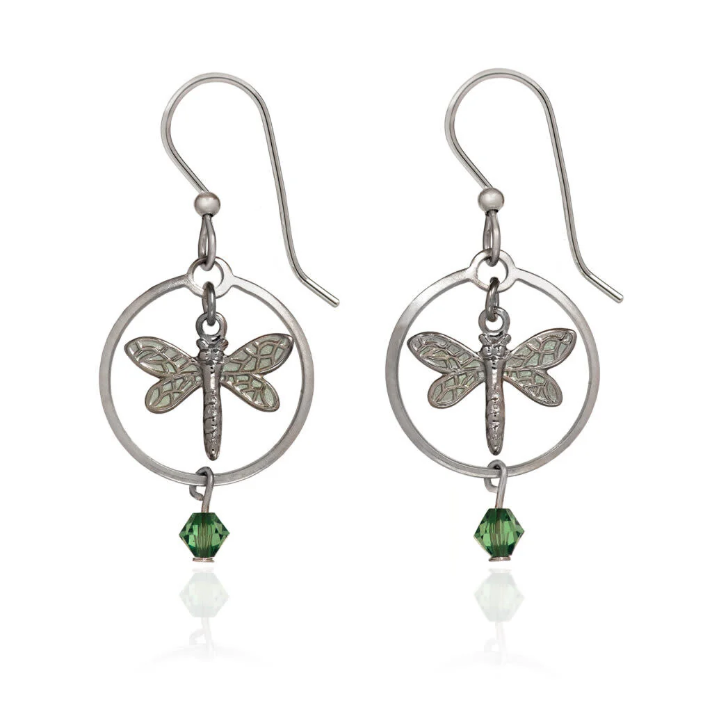 Dragonfly in Circle Drop Earrings