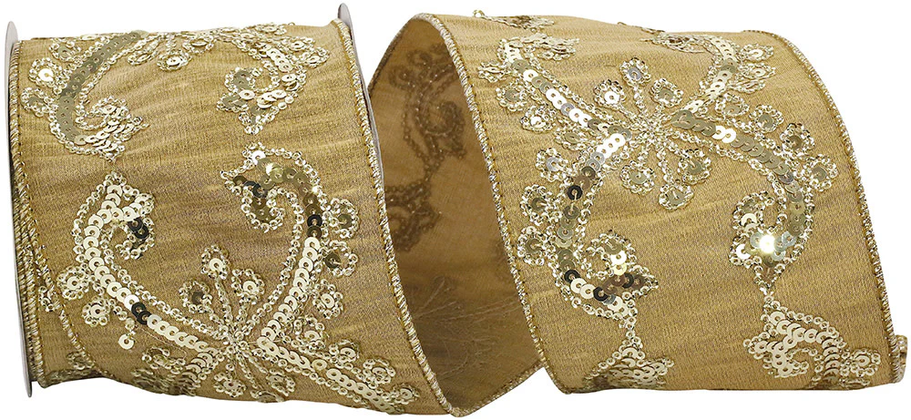Dubai Sequin Wired Edge Ribbon