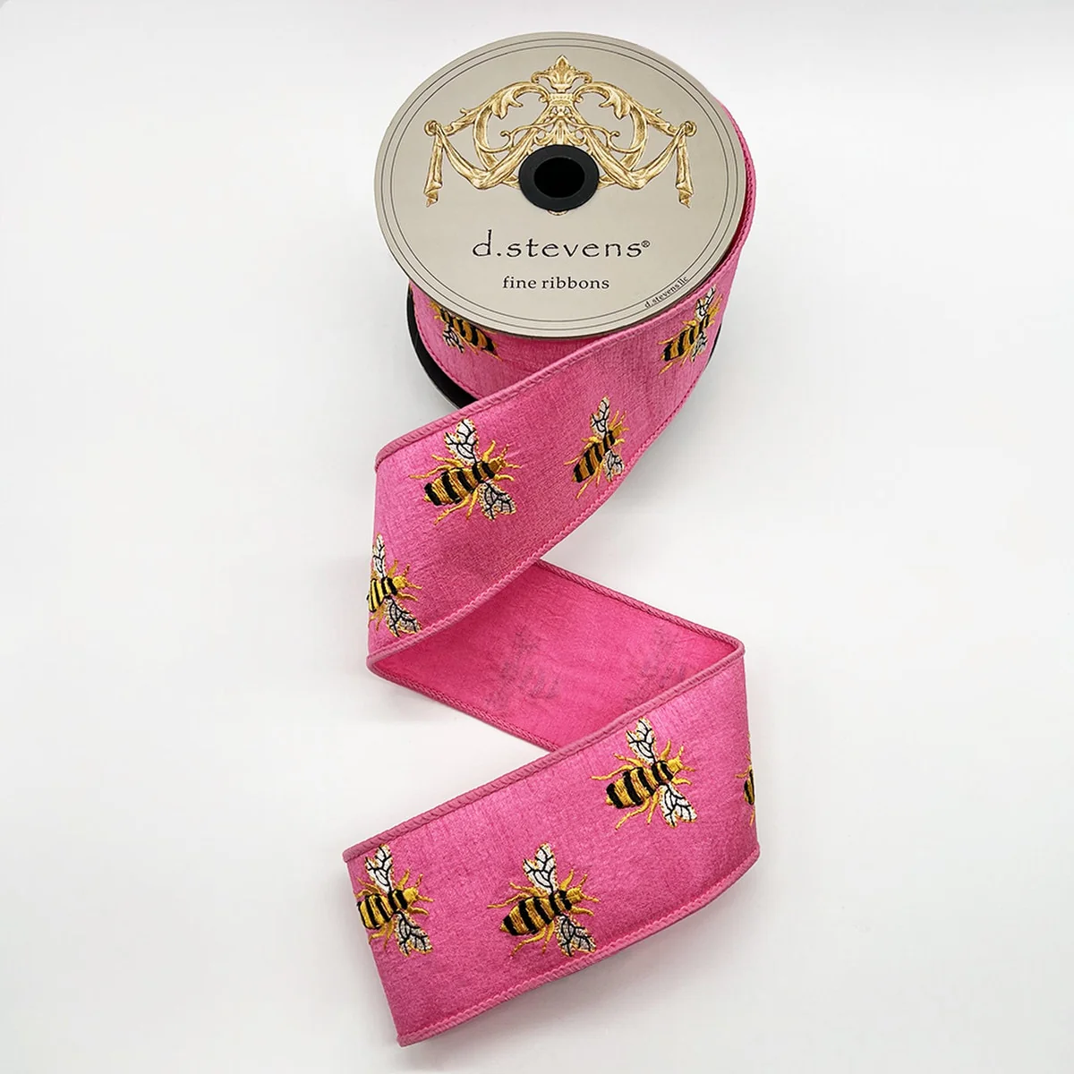 Dupion Embroidery Yellow Black Honey Bee Ribbon
