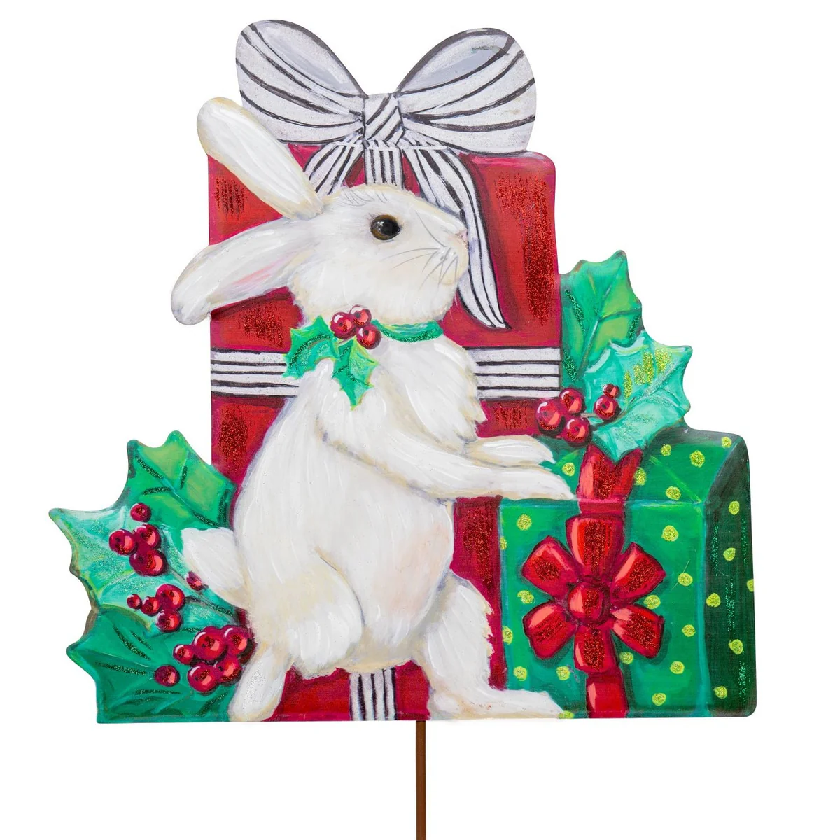 Elegant Snowy Rabbit with Gifts
