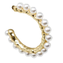 Elegant White Fashion Pearl Gold Tone Hoop Earrings