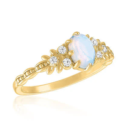 Elegant White Opal Gold Layers Ring - Image 2