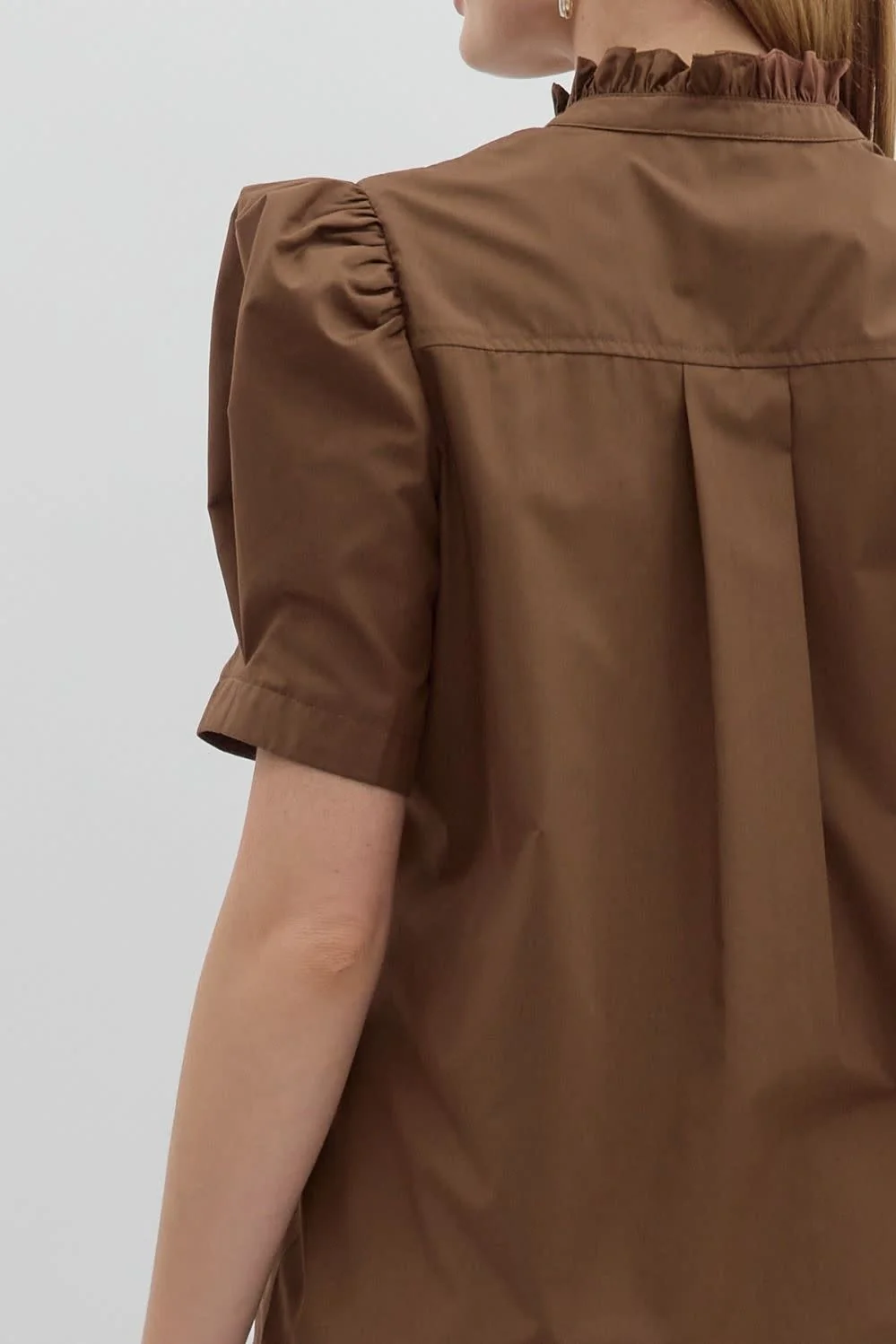Ella Solid Puff Shoulder Short Sleeve Top - Image 4