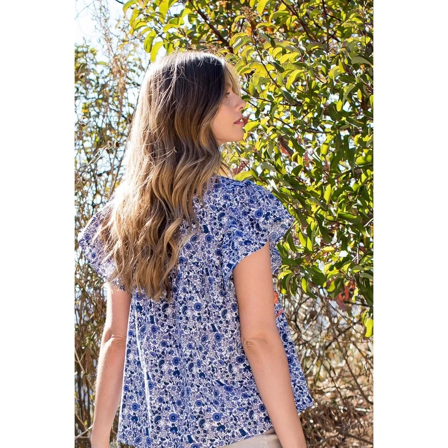 Ellie Print Embroidred Top - Image 3