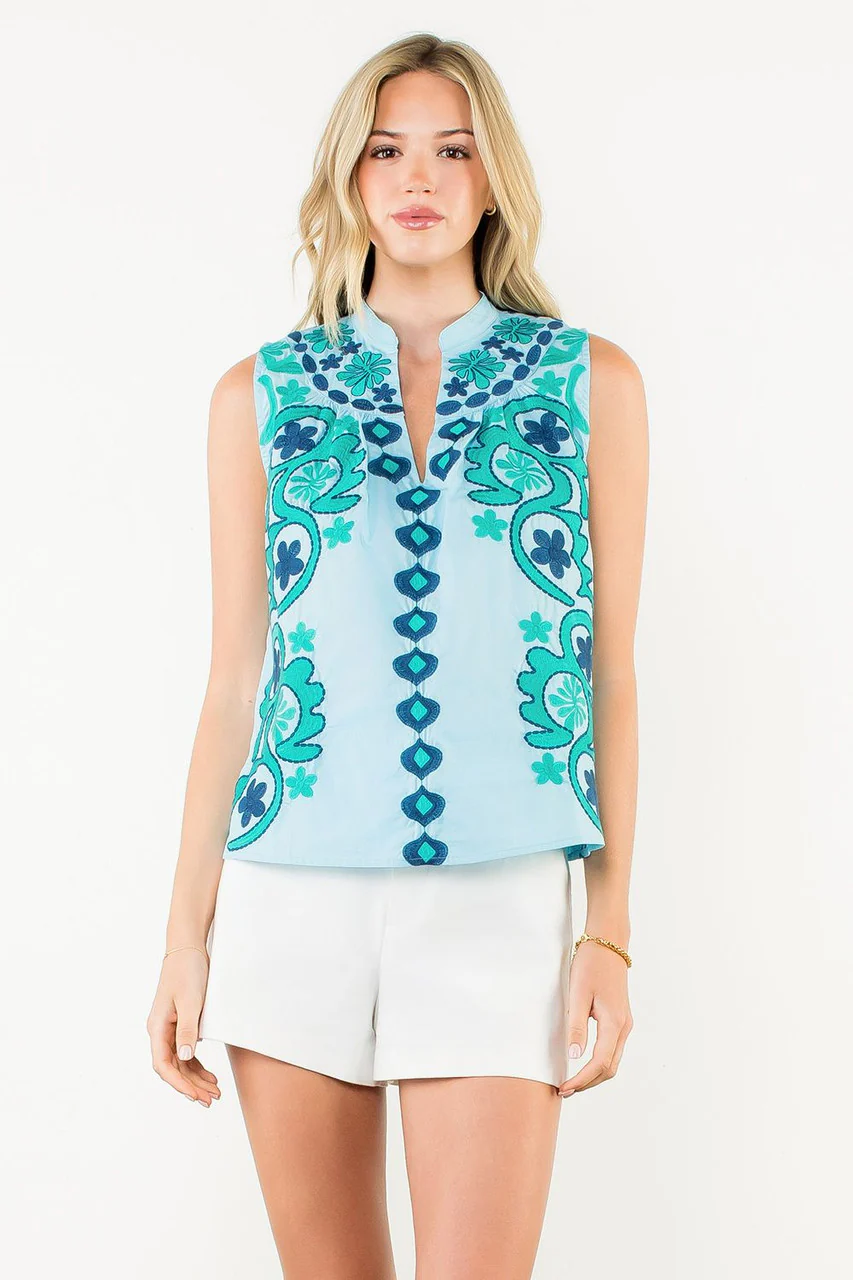 Ellie Sleeveless Embroiled Top - Image 7