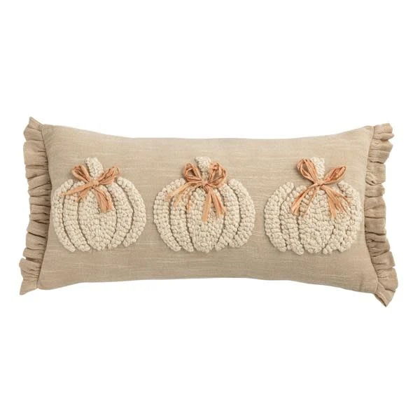 Embroidered White Pumpkin Pillow - Sold Individually - Image 3