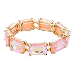 Emerald Cut Gem Stretch Bracelet - Image 2