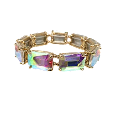 Emerald Cut Gem Stretch Bracelet - Image 3