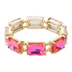 Emerald Cut Gem Stretch Bracelet - Image 5