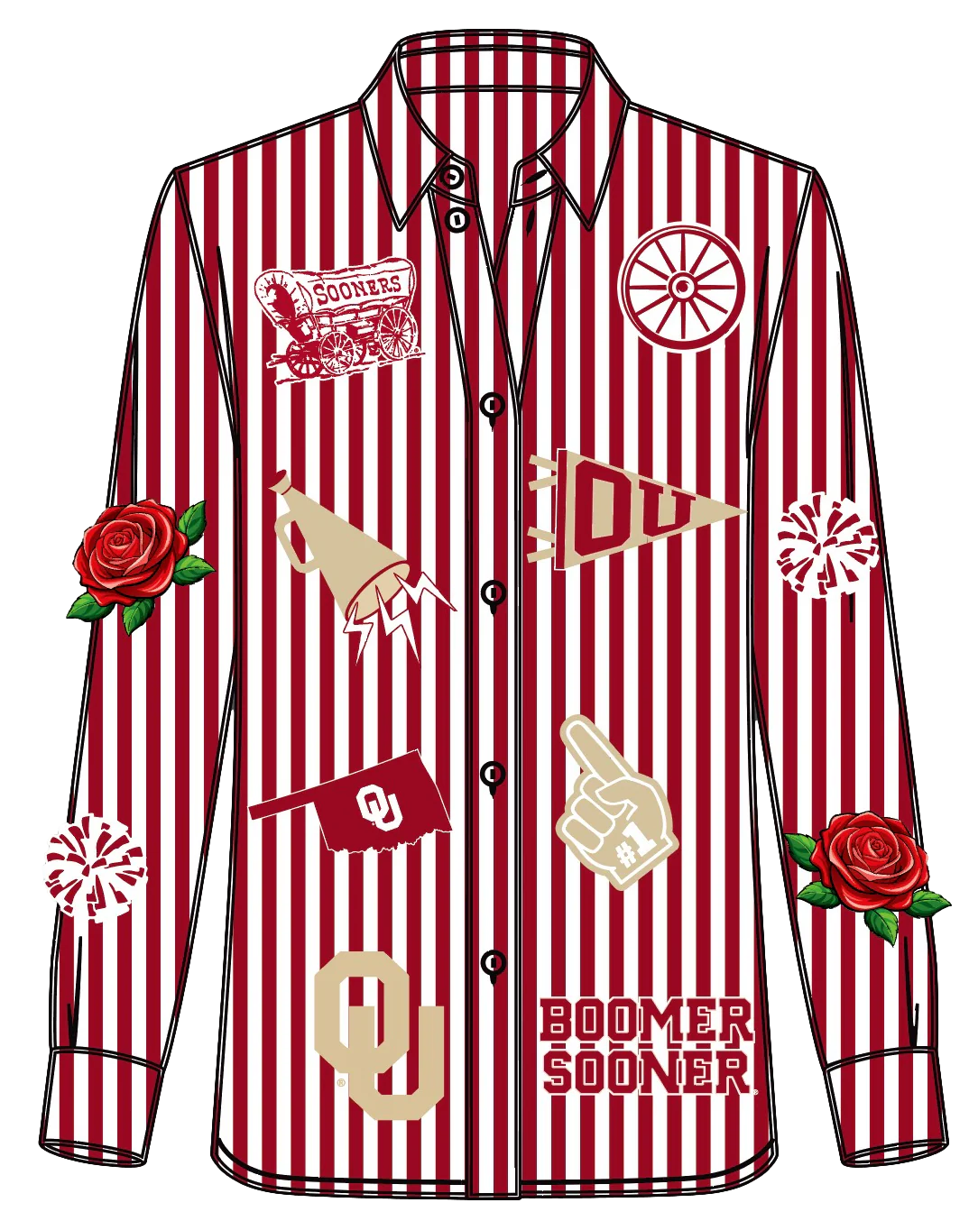 Emily Licensed Oklahoma Mini Icon Striped Button Down - Image 5