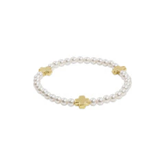 Enewton Extends - Signature Cross Pearl Pattern 4MM Bead Bracelet - Gold