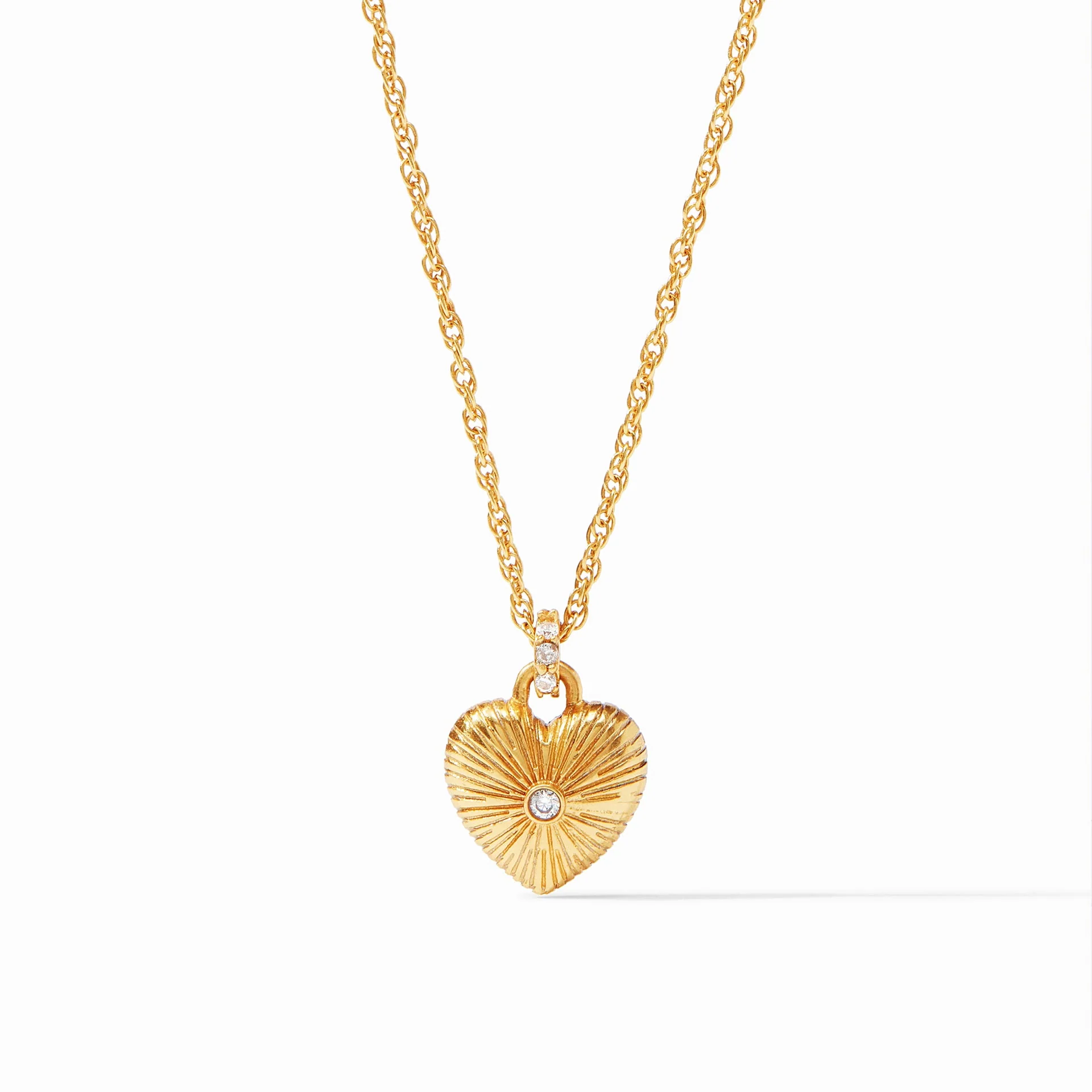 Esme Puffy Golden Heart Solitaire Necklace Gold - Cubic Zirconia