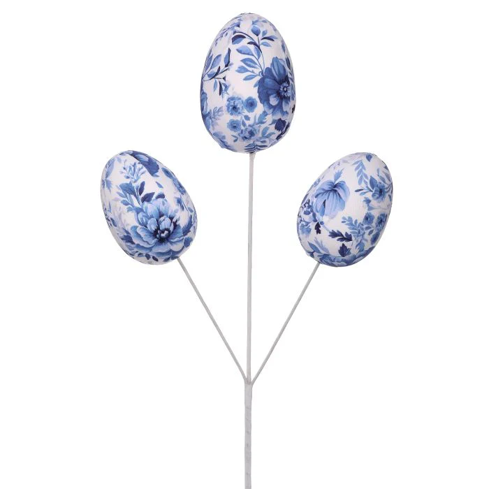 Fabric Toile Easter Egg Pick X3 18”