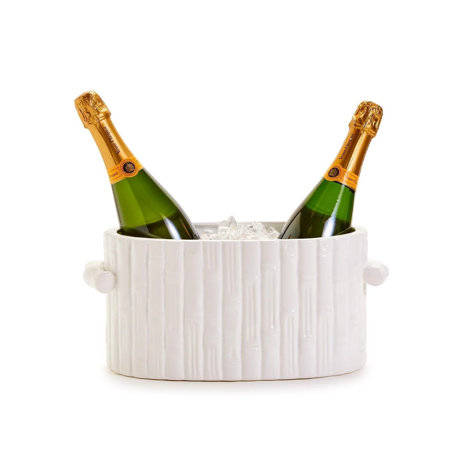 Faux Bamboo Oval Centerpiece / Cachepot with Handles - Image 4