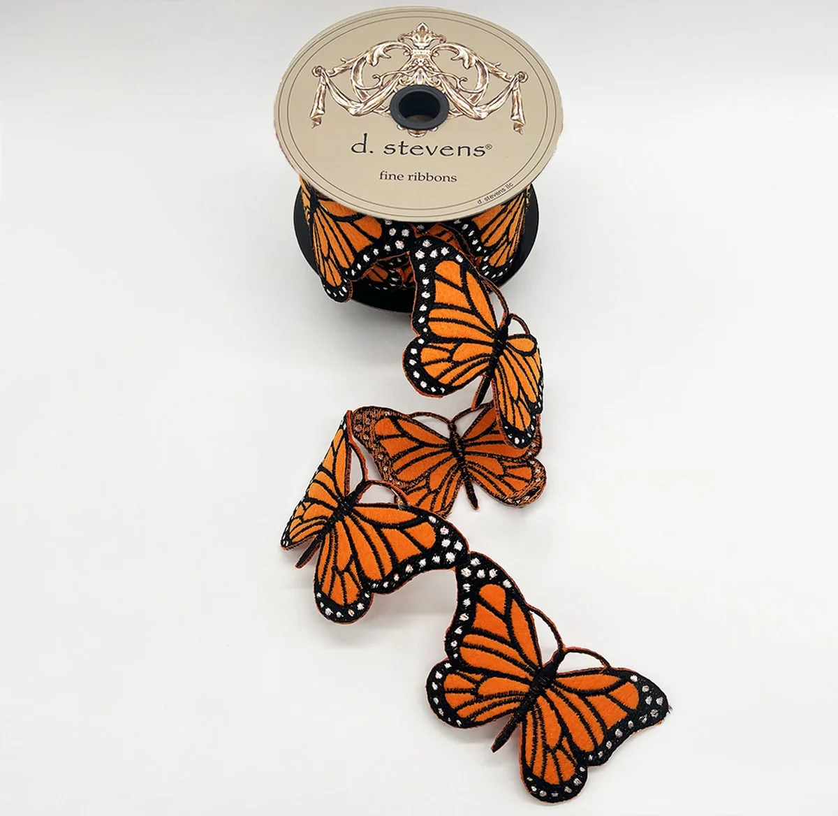 Felt Embroidery Monarch Butterfly Garland, Orange Black Ribbon