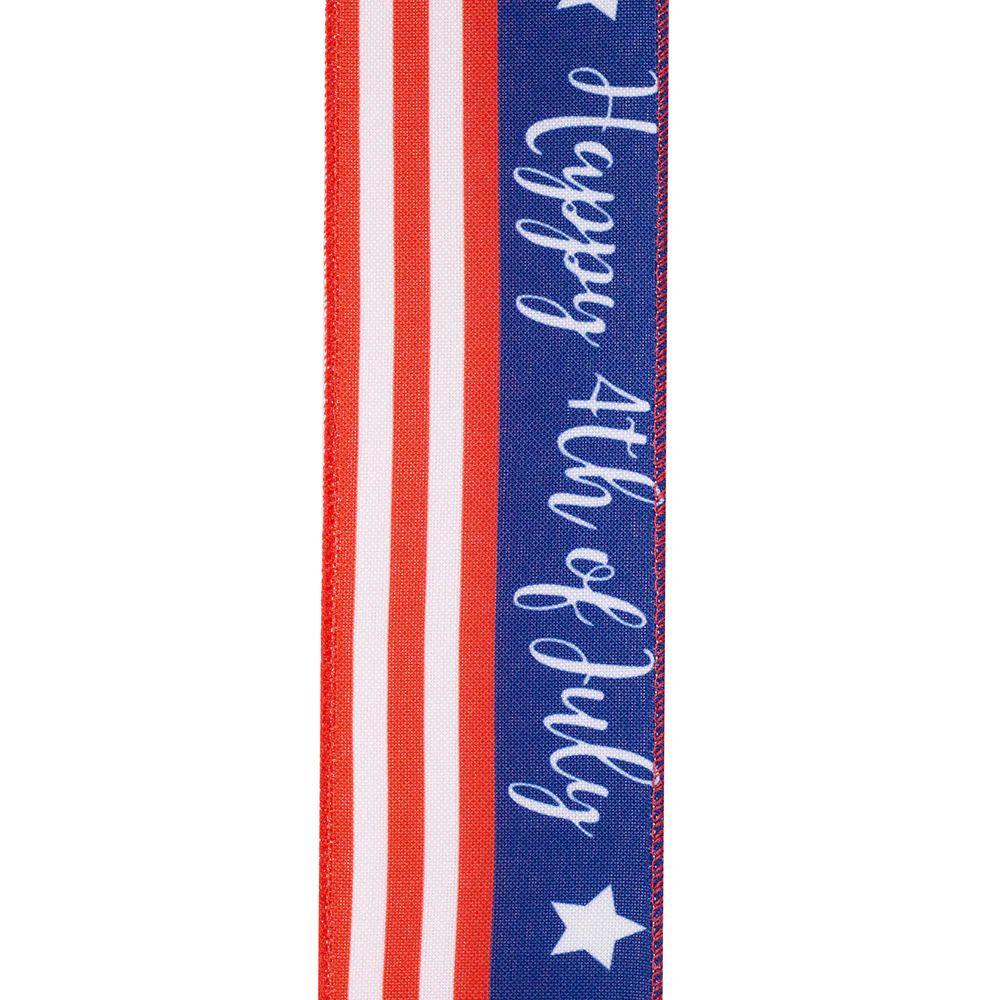 Flag Continuous Happy 4th Linen Wired Edge - Image 2
