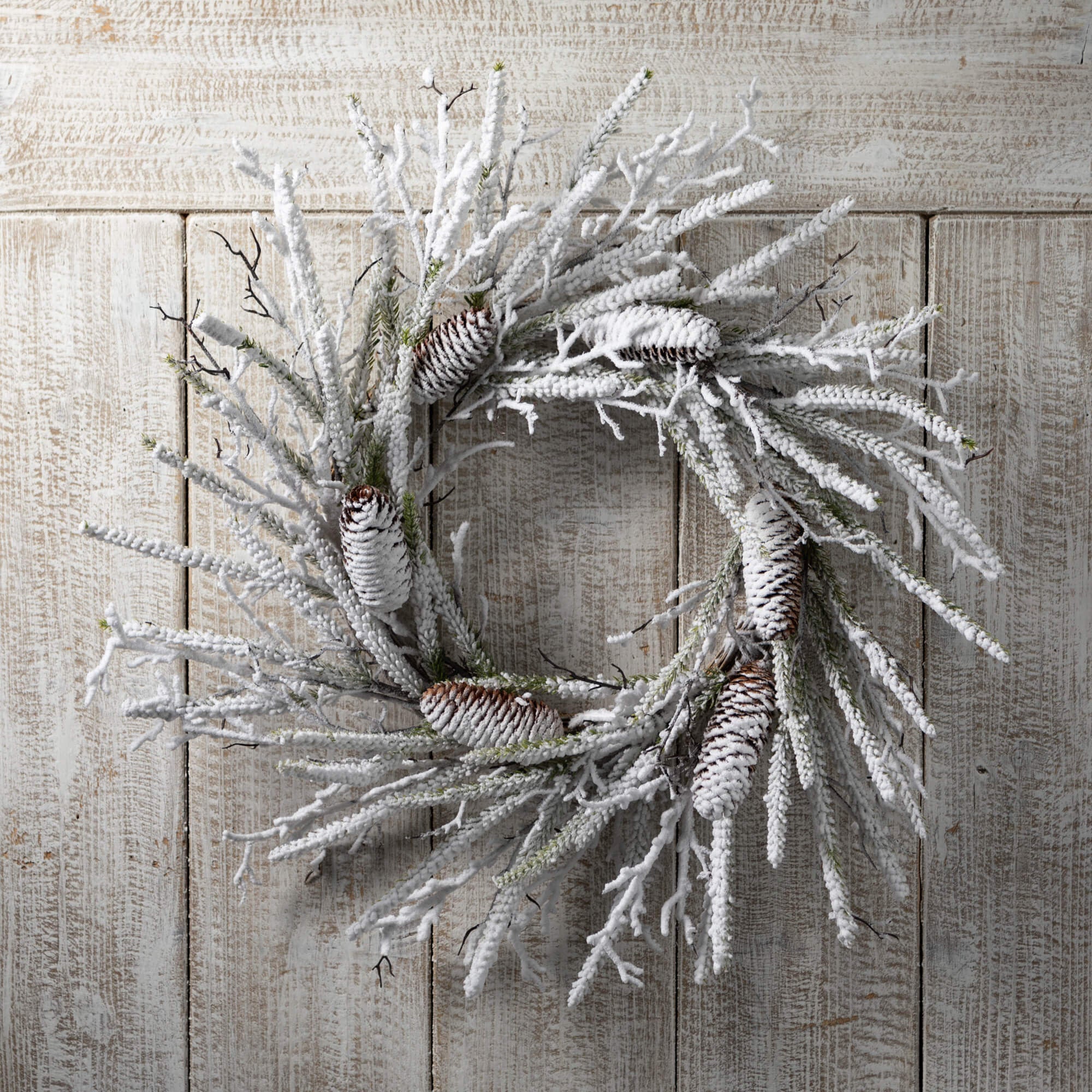Flocked Pine Twig Wreath - Image 3