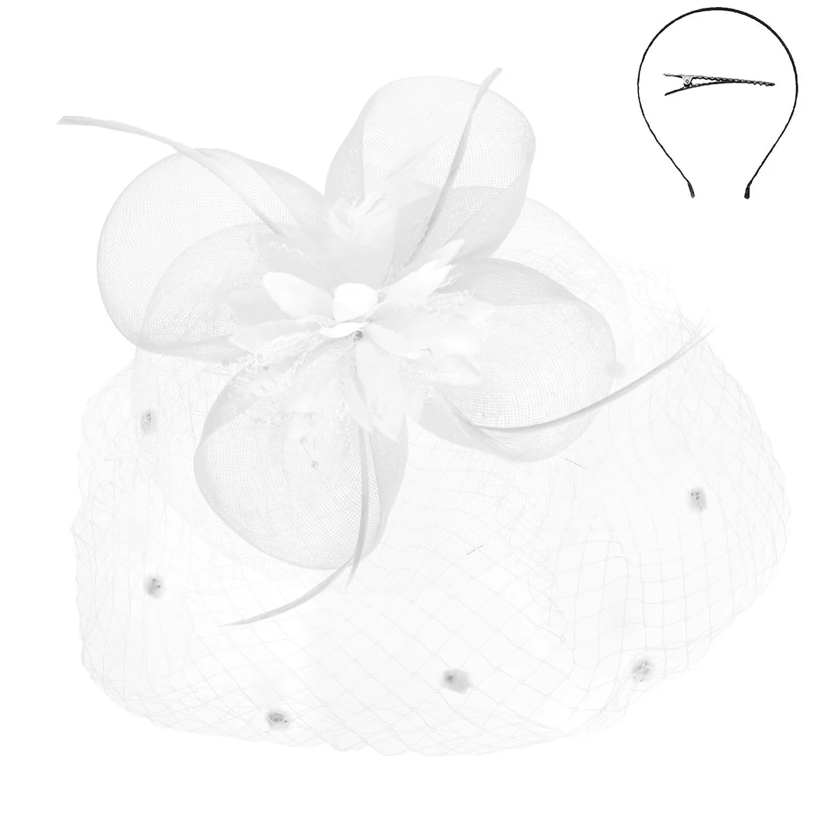 Floral Feathered Round Fascinator - Image 4