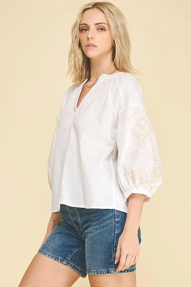 Florence Floral Embroidered Blouse Top - Image 2