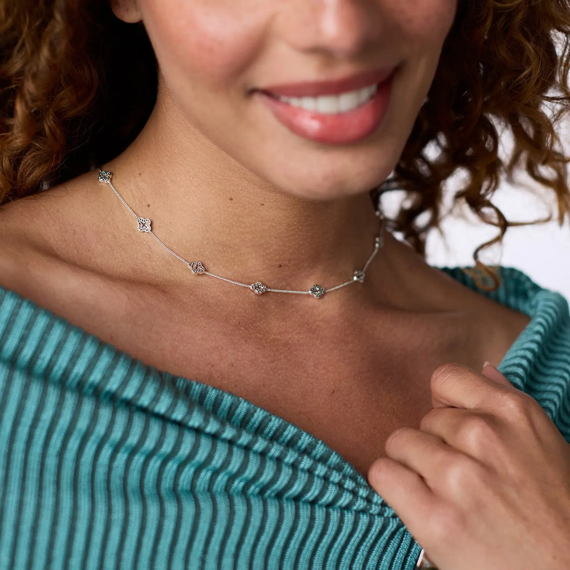 Florentine Demi Delicate Station Necklace Silver - Image 3