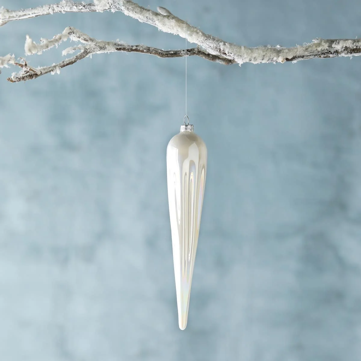 Frosty Pearl Glass Icicle Ornament - Image 2