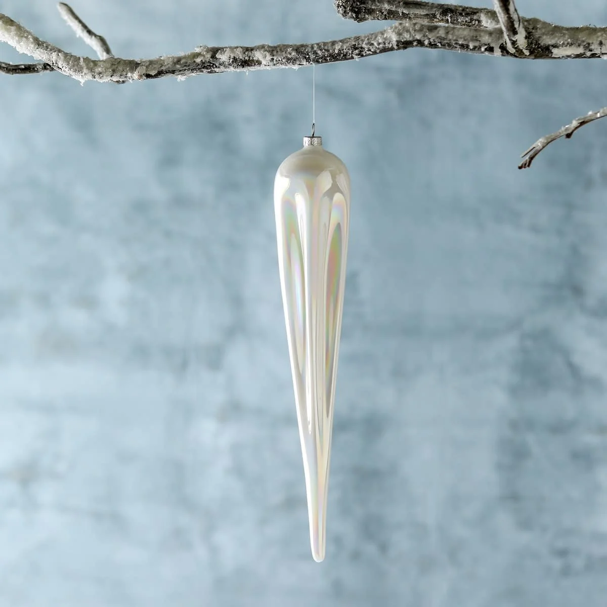 Frosty Pearl Glass Icicle Ornament - Image 3
