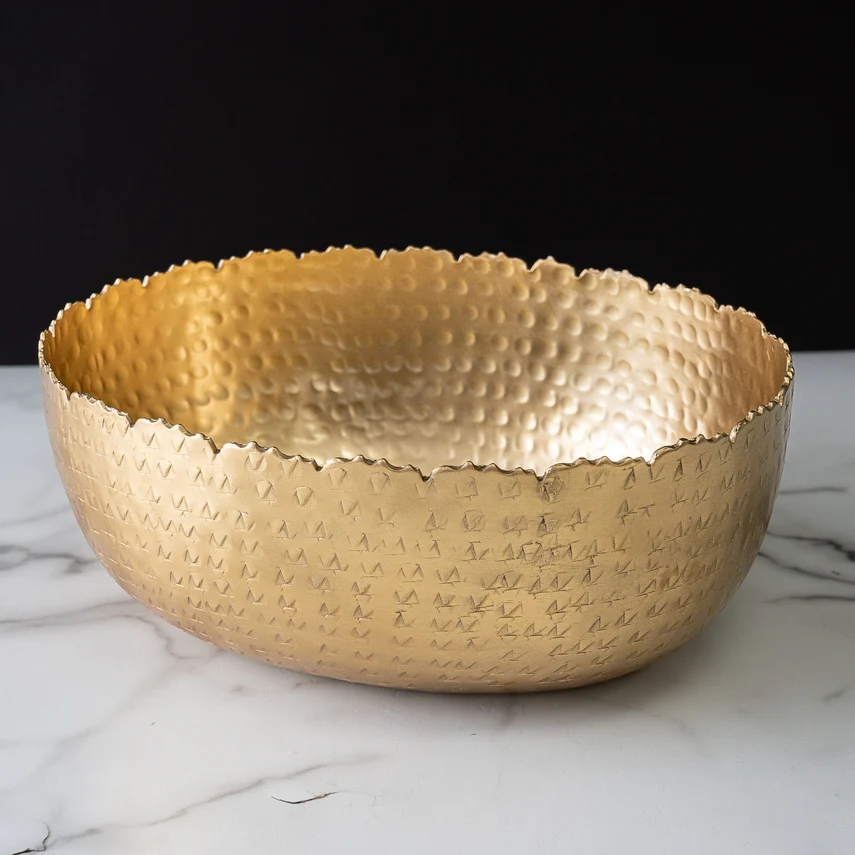 Gilded Oval Hammered Bowl