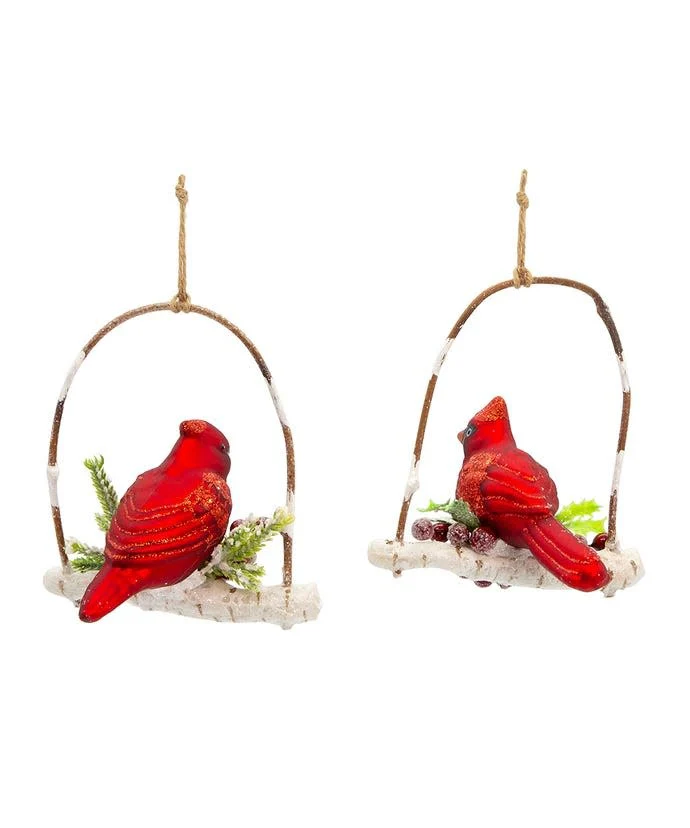 Glass Birch Berries Cardinal On Branch Ornament - Image 4