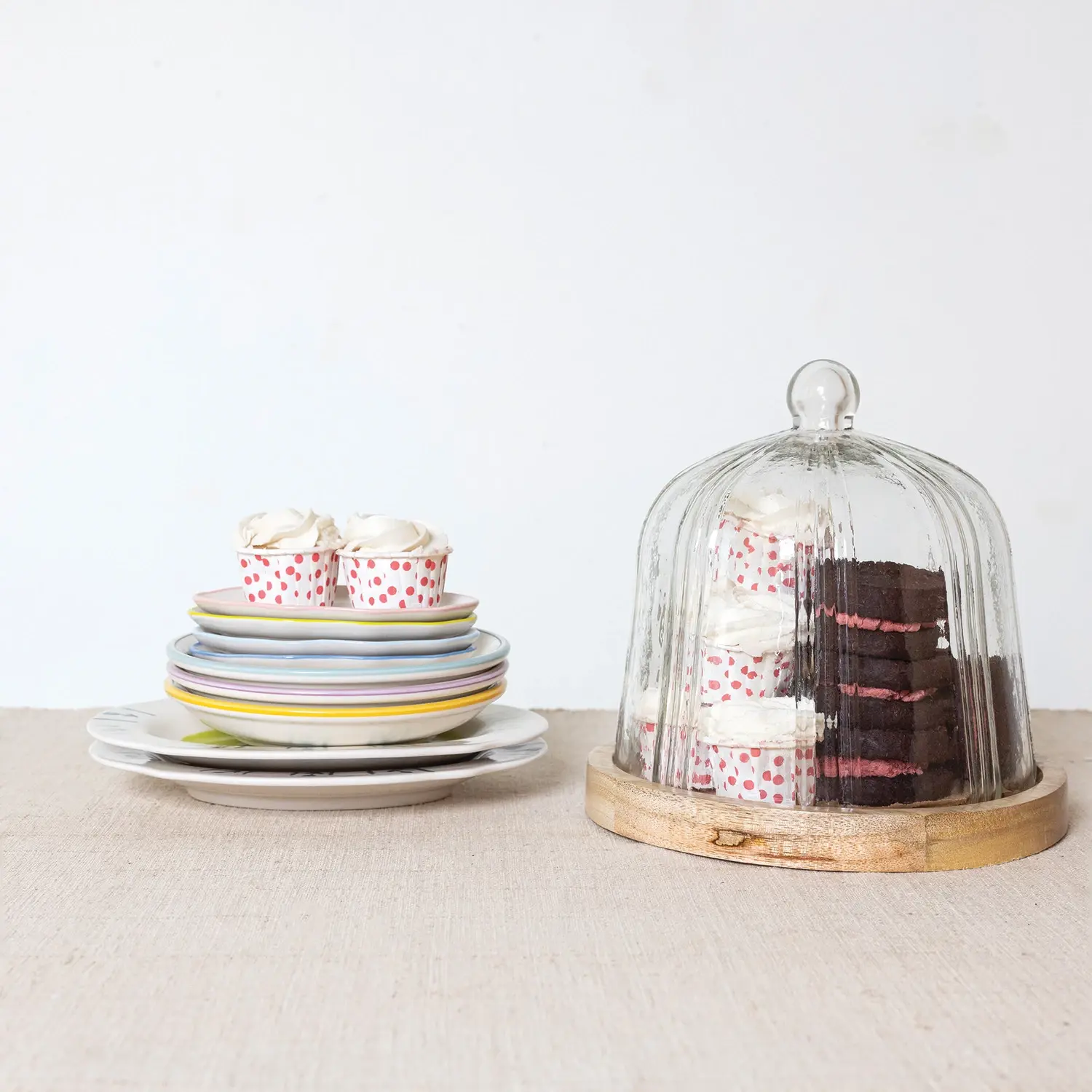 Glass Cloche with Mango Wood Base - Image 2