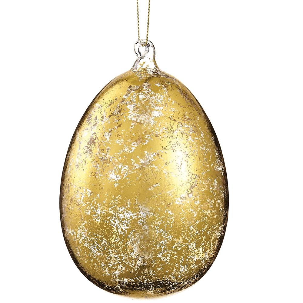 Glass Egg Ornament Gold Antique - Image 3