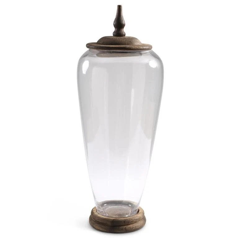 Glass Jars with Wood Base and Lids - Image 2