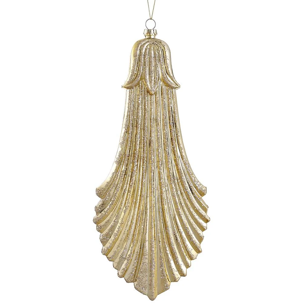 Glittered Plastic Lily Ornament Gold