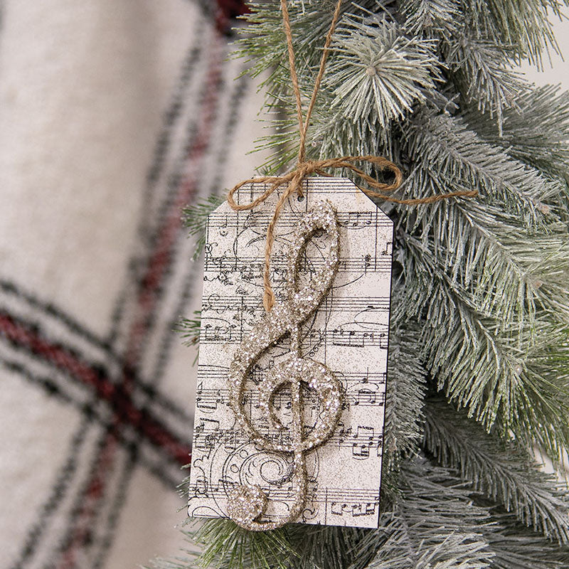 Glittered Treble Clef Tag Ornament - Image 2