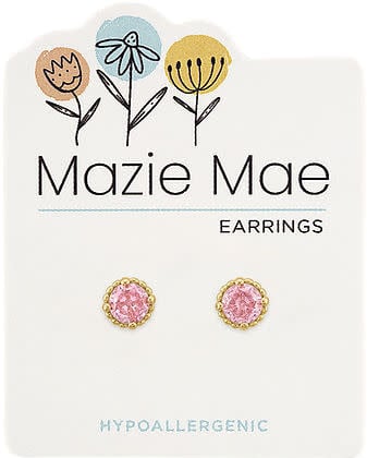 Gold Beaded Rose Stud Mazie Mae Earring