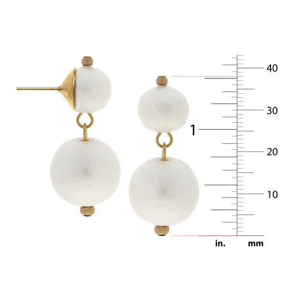 Gold Cab Cotton Pearl Earrings - Image 2