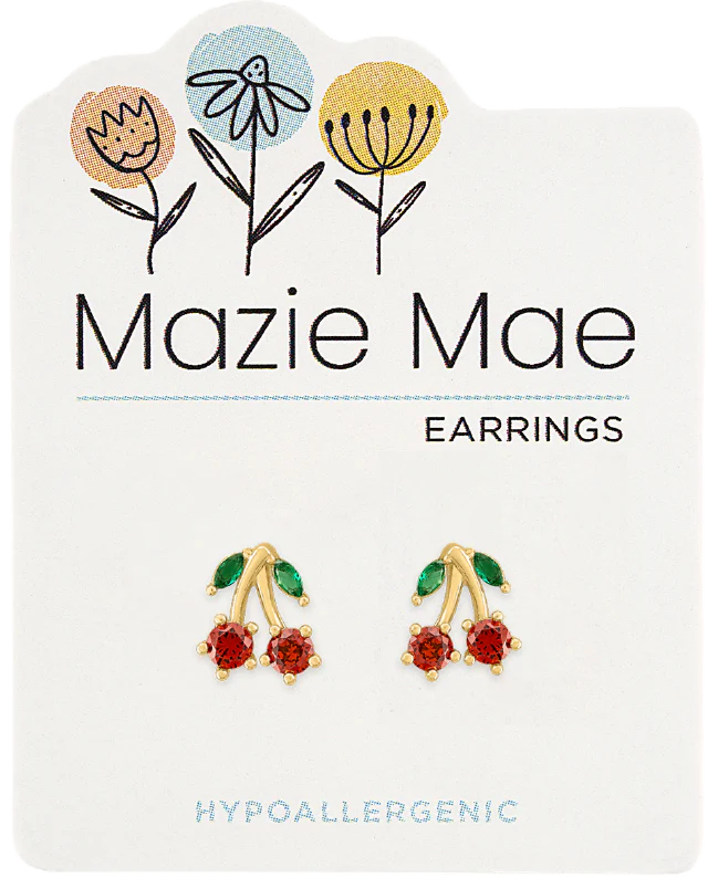 Gold Cherry Stud Mazie Mae Earring