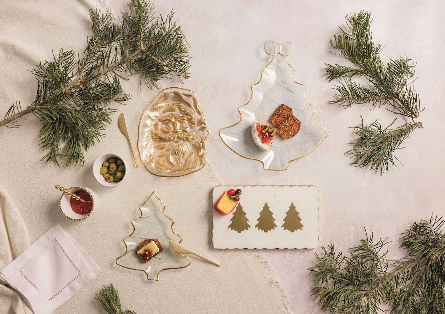 Gold Christmas Cheese Plate Sets - Image 2