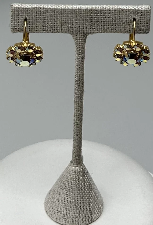 Gold Earrings Round Stone Pave - Image 10