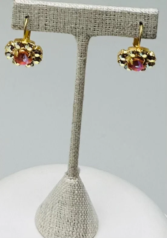 Gold Earrings Round Stone Pave - Image 11