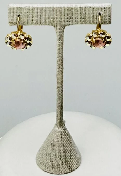 Gold Earrings Round Stone Pave - Image 12