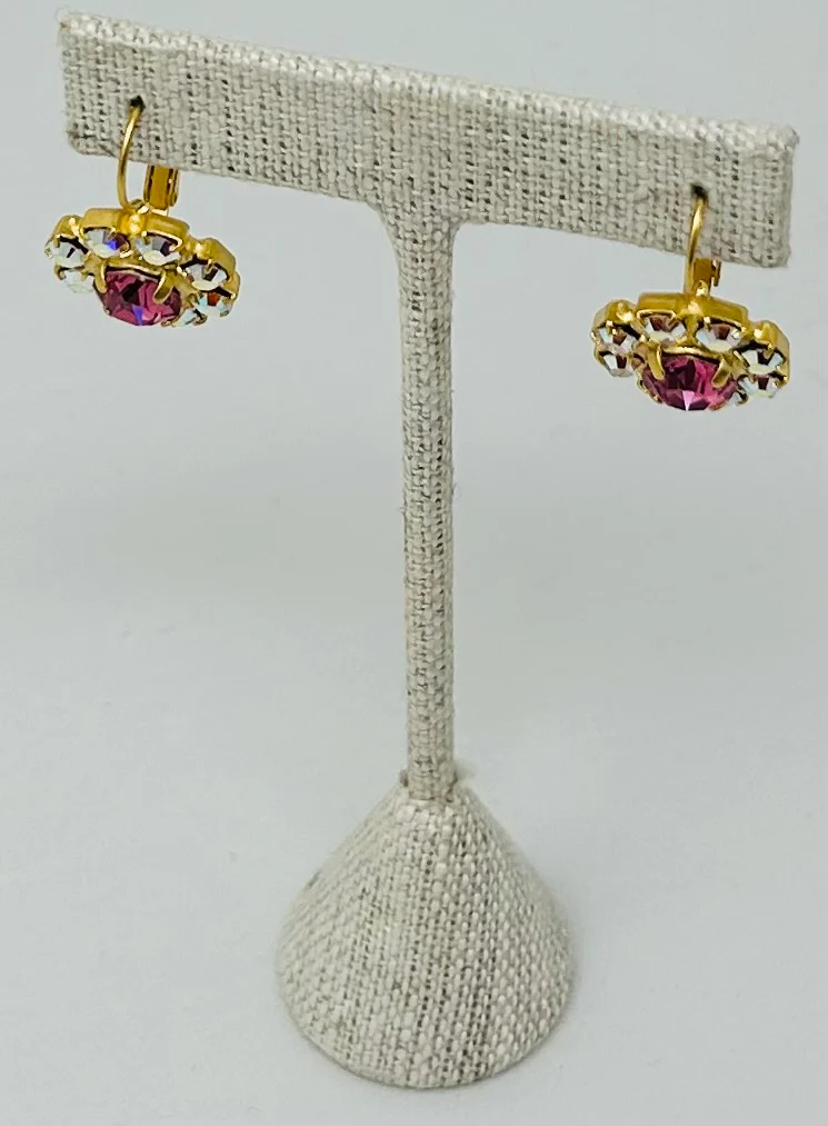 Gold Earrings Round Stone Pave - Image 13