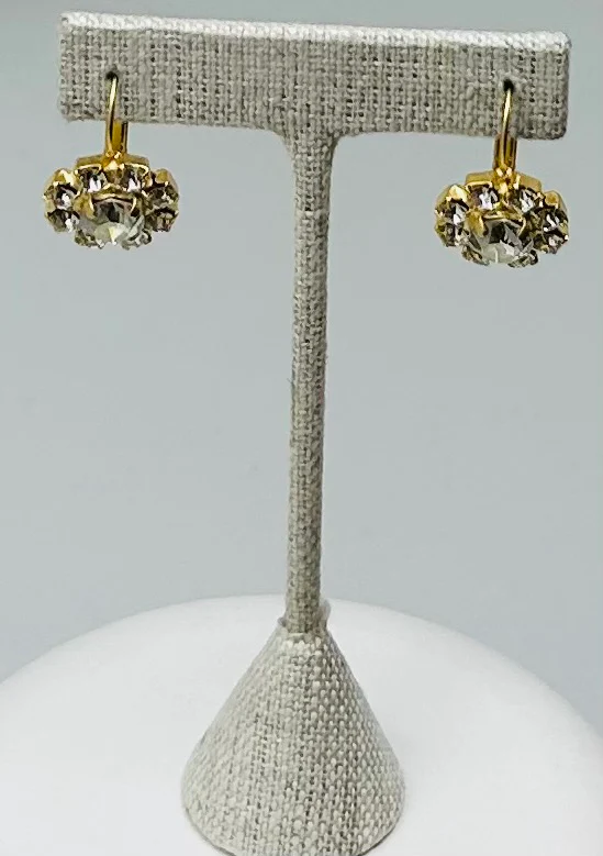 Gold Earrings Round Stone Pave - Image 14