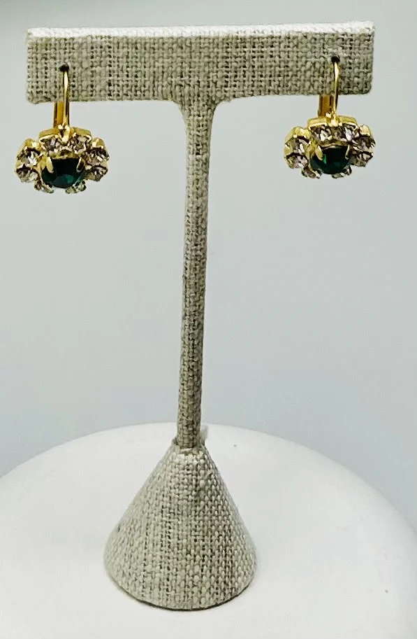 Gold Earrings Round Stone Pave - Image 3