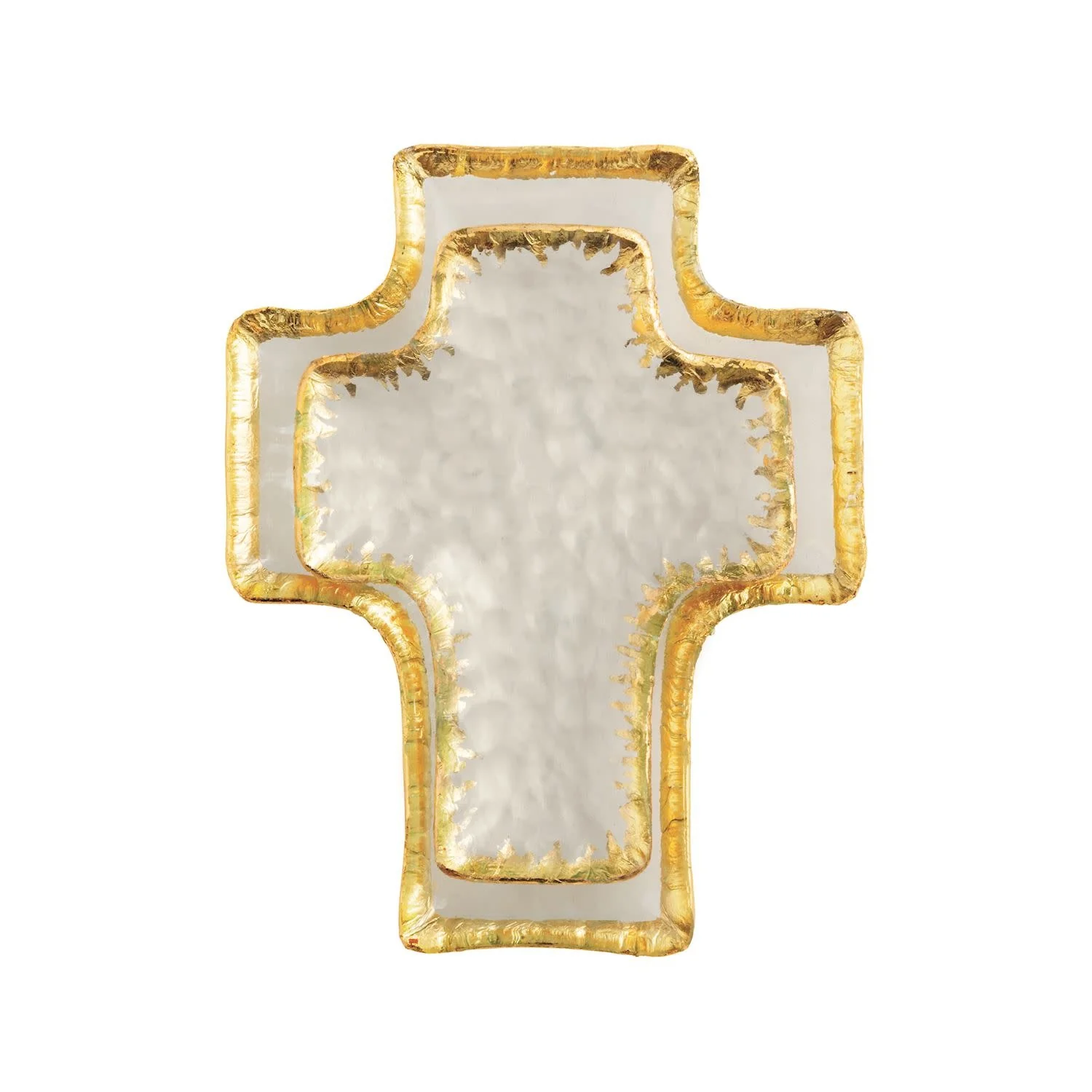 Gold Edge Cross Tidbit Tray - Sold as Set