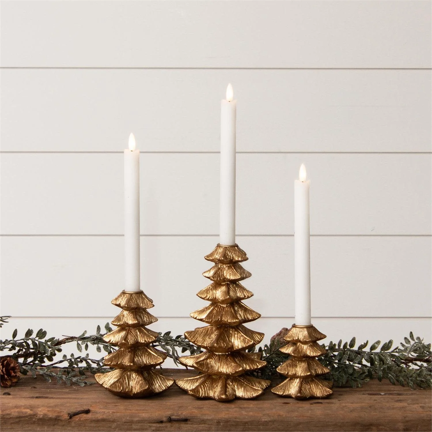 Gold Finish Christmas Tree Candle Holder - Image 2