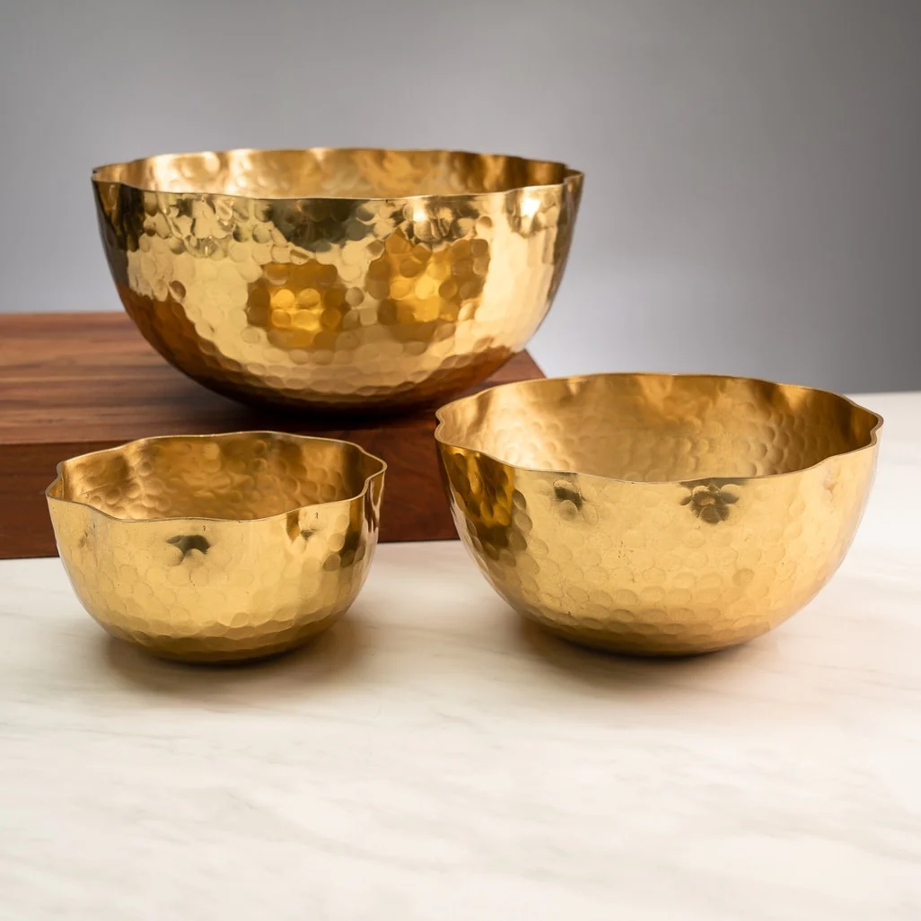 Gold Hammered Petal Bowl
