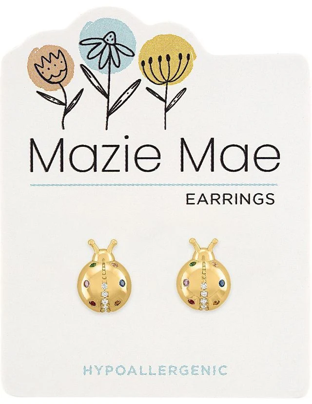 Gold Ladybug Stud Mazie Mae Earring