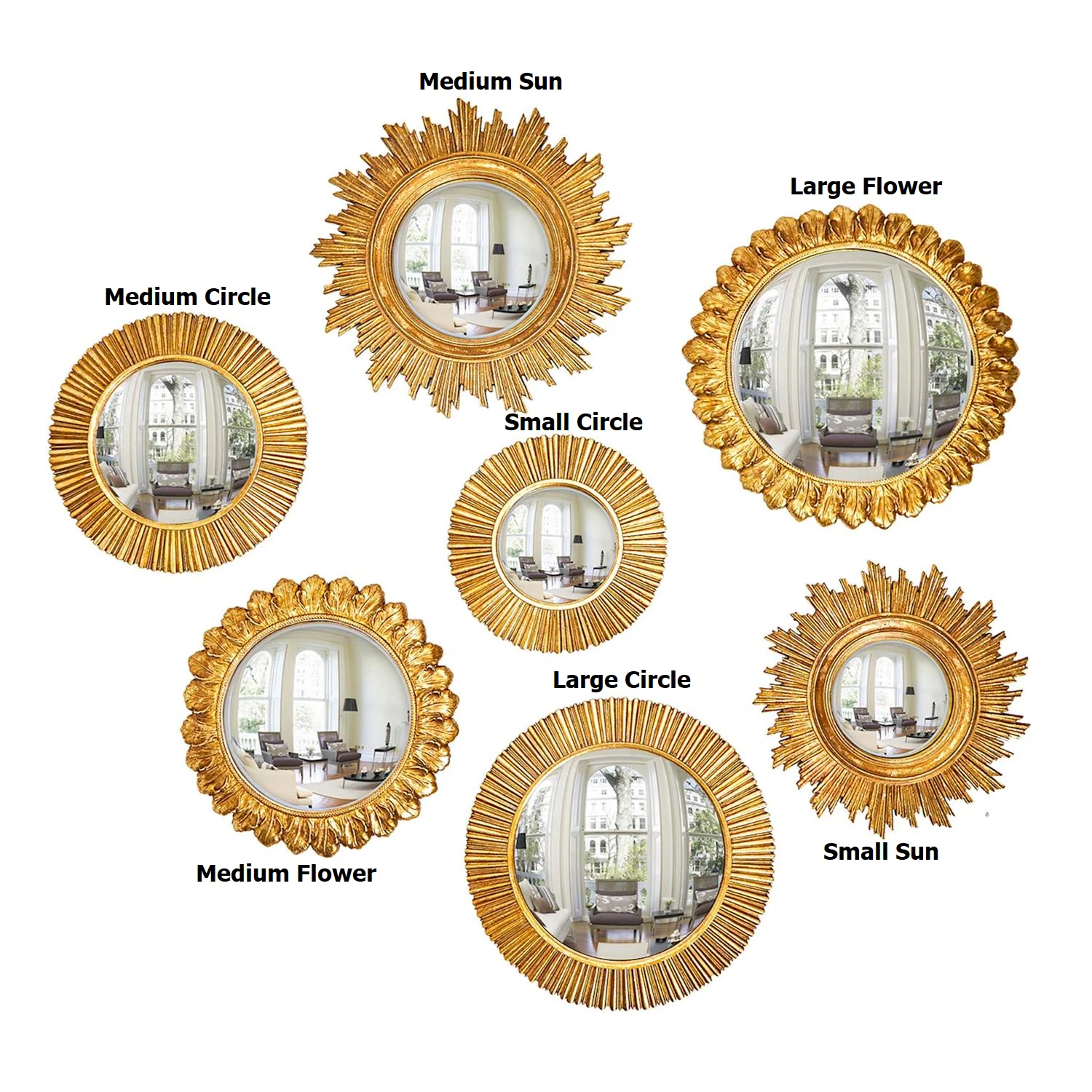 Gold Leaf Convex Wall Mirror