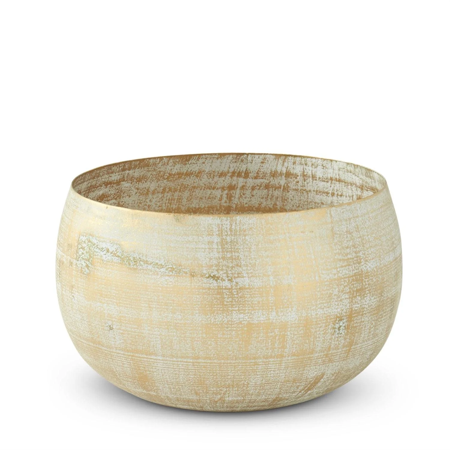 Gold Metal Whitewashed Bowl - Image 2